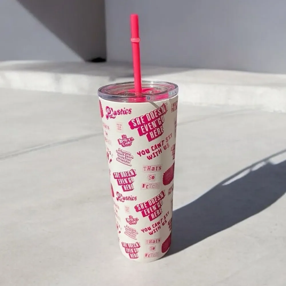 Mean Girls 24oz Insulated Tumbler Movie Quotes Pink Cup NWT